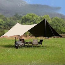 UGOD 비박텐트 미니멀 백패킹 미니 쉘터 텐트 방수 천막 캠핑 야외 그늘 쉼터 양산 플라이 시트, (사각) 흐르는 금 4.5x4.5미터 고급