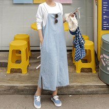 [마이더스비] 드리안 멜빵 데님 원피스