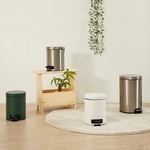 한샘 심플라운드 스텐 페달휴지통, 5L 화이트(B)(B)