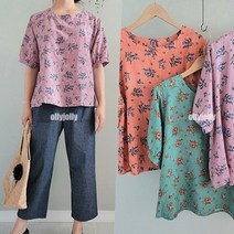 올리졸리 아사면블라우스 잔꽃 엄마 블라우스 ollyjo
