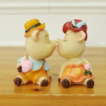 바보사랑 데일리데코 커플 미니 돼지 장식 세트.미아트