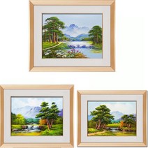 (진품) 국내 유명 화가분이 직접 그린 진품 생기 물 풍경화그림 액자 부자되는 배산임수 산수화 풍경 액자 풍수 유화 현관 거실 사업장 침실 사무실 풍수에좋은 소나무 그림, 10번 그림