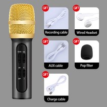 컴퓨터 PC용 마이크 화상회의 휴대용 전문 가라오케 콘덴서 노래 녹음 라이브 microfone for mobile phone computer with echo sound 84, 협력사, 검은 색