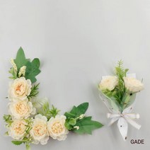 가더GADE 납골당리스 코너형과 미니꽃다발 세트 봉안당꾸미기 조화꽃장식 부착식 틀장식, 5AE) No.1) WT
