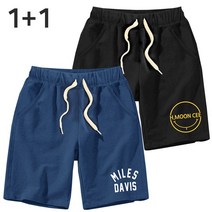 [2장묶음] 특양면 5부 밴딩 반바지 남녀공용 M~4XL 빅사이즈 마일즈+스마일 쇼츠