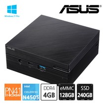에이수스 ASUS PN41-S1-BC243AV N4505 Win11 RAM 4G eMMC 128GB SSD 240GB 완제품 미니PC, 단품