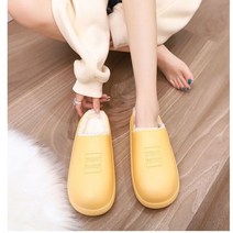 우사거 겨울 논슬립 미끄럼방지 면 슬리퍼 가정용 커플 보온 실내 슈즈 실외 방수 통굽 가죽 밀대