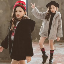 베비포 여아용 부엉이 자수 후드 양털 코트 MO77