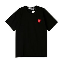 꼼데가르송 남성 더블하트 와펜 블랙 반팔티 AZ T288 051 1