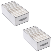 차차미 칸막이 손잡이 서랍 옷장 수납함 다용도 속옷 의류 칸칸이 정리함, 12칸 손잡이형×2입, 그레이