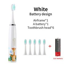 위한 음파 전동 칫솔 캐릭터 패턴 교체 헤드 초음파 J259, Battery Type 6 Head