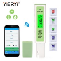 염도계 디지털 염도측정기 염분 나트륨 측정 가정용 Yieryi 스마트 블루투스 PH 분석기 온라인 앱 3 인 1 pH 온도 습도 테스터 수족관 수영장 051EA 7, 단일옵션
