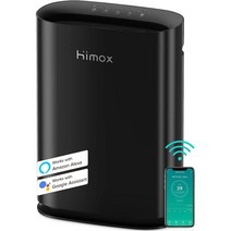 HIMOX 스마트 HEPA 공기청정기 라지룸 2000ft² 필터 수명 및 PM2.5 모니터 5단계 H13 의료 등급 먼지 연기 곰팡이 VOCs 침실용 20dB 알렉사/구글 홈 작, H05 Wi-Fi Black