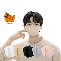 숨그림 50매 대형 중형 소형 무직타이거 KF94 새부리형 2D 마스크, 화이트_중형_50매