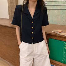 드레스허그 하트 버튼 여름 반팔 자켓