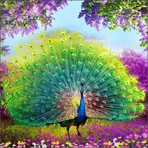 화려한 공작 보석십자수 풍경 5D DIY 예쁜 비즈 큐빅 페인팅 아트 크리스탈 부엉이, [사이즈 40x40CM]