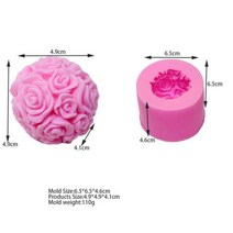 비 스틱 버블 큐브 양초 실리콘 몰드 아로마 테라피 석고 DIY 수제 비누 용품, Rose Ball