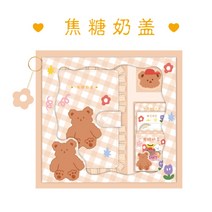 페어리계 만년 다이어리 세트 귀여운 프릴 체크 깅엄체크 속지 6공 다꾸, 브라운