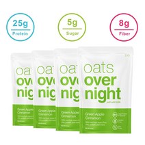Oats Overnight 오트오버나이트 오버나이트 오트밀 오나오 그린 애플 시나몬 2.7oz(77g) 16팩, 1개