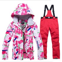 화려한 여성 스노우 슈트 착용 방수 Windproof 겨울 야외 의상 보드 의류 복장 스키 재킷 + 스트랩 바지, 09 picture jacket pant_03 L