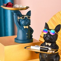[젊은이마켓] 북유럽 인테리어 트레이 차키 악세서리 보관함 정리함 8종, 09)굿럭박스 불독(네이비)