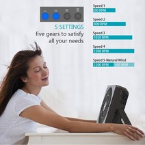 난로 써큘레이터 무동력 에코 팬 타이머가 있는 8 인치 데스크 팬 USB 작동 5 가지 속도 강력한 바람 개, 01 Black, 01 Black