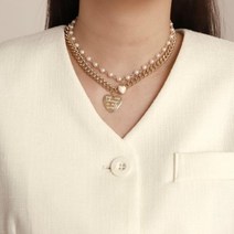 브이와이 여자 사슬 펜던트 하트 진주 코디 목걸이