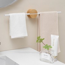 GSTUFF 원목 무타공 접착식 욕실 행거 화장실 수건걸이 거치대, 50cm, 화이트