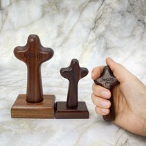 고급원목 탁상 휴대용 기도손 십자가 싯딤나무, 기도손십자가S