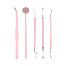 치경 거울 치아 구강 스테인레스 스틸 치과 도구 스톤 리무버 깨끗한 위생 탐색기 프로브 후크 픽 스케일러 캐비티 1 세트, 5PCS