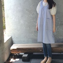 방가지똥 앞치마 통원피스 블루그레이 스트라이프 리플지지미 앞치마, 1개