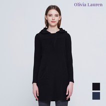 올리비아로렌 아울렛 이월 겨울 포켓 배색 롱 후드 티셔츠 VOCALVW9411