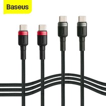 베이스어스 C to C PD 케이블 100W, 레드 블랙 × 2개, 1개