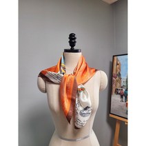 선물케이스증정 엣지 배색 유니콘 쁘띠 실키 스카프