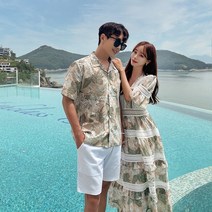 시밀러 커플룩 바캉스 휴양지 허니문 신혼여행 비치웨어 세트 OP18972F