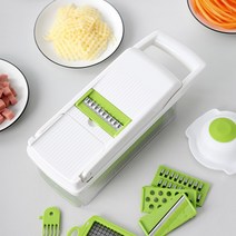 야채 깍둑썰기 기계 슬라이서 깍두기 가정용 무 채칼 다용도 파쇄기 믹서기 업소용, 흰색 녹색
