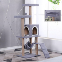 고양이 캣타워 DIY 아기고양이 먼치킨 캣폴 스크래쳐, 업그레이드 라이트그레이