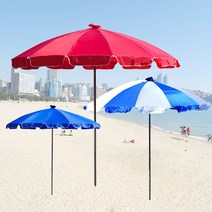 파라솔 편의점 비치 야외 카페 접이식 캠핑 원형, KIRetail™ 중형파라솔-흰_파랑_KIR™