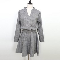 빈티지다온 숲 그레이 차이나카라 소매 롤업 원피스