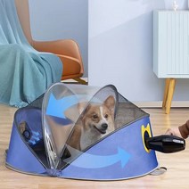 JENMV 펫 드라이룸 박스 접이식 휴대용 텐트 펫드라이기 에어샤워 세트 반려동물 드라이룸 강아지 건조기 고양이 털말리기 강아지 드라이 하우스 펫드라이어 중형모델 펫 드라이룸, 네이비