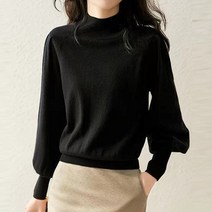 벌룬소매 반목 폴라 니트 티 W167