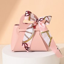 스카프 리본 장식 가죽 선물 포장 가방 상자 구디백 품격 케이스 답례품 생일 기프트 박스 대형 핑크