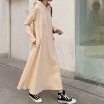 무지 베이직 후드 여성 롱 티셔츠 원피스 긴팔 데일리