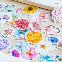 (주)아트인 수채화 꽃 데코 스티커(45매), 퍼플