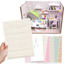 미니를사랑하는사람들 미니어쳐 전용 방꾸미기 벽지스티커6종(선택), 3.잔잔한 꽃 무늬