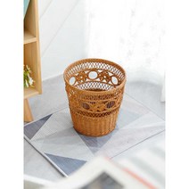 쓰레기통 등나무 보관 바구니 라탄 휴양지 인테리어, 스퀘어 2호 다크브라운, 1개