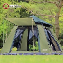 [로티캠프] 사각 원터치텐트 3-4인용(그린/카키), 색상:내추럴그린, 1개