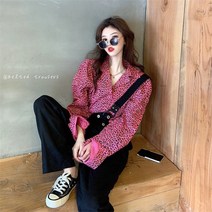 여성 봄가을 레오파드 유니크 디자인 블라우스 셔츠 MMA