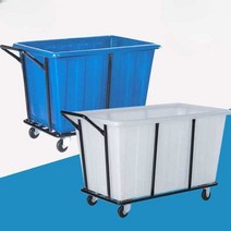 플라스틱 빨래 세탁 바구니 수레 수거함 대형 트롤리, 그레이 6인치 휠 (280L)