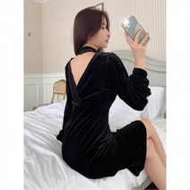 솔리드 뒤 펀칭 벨벳 드레스 174030